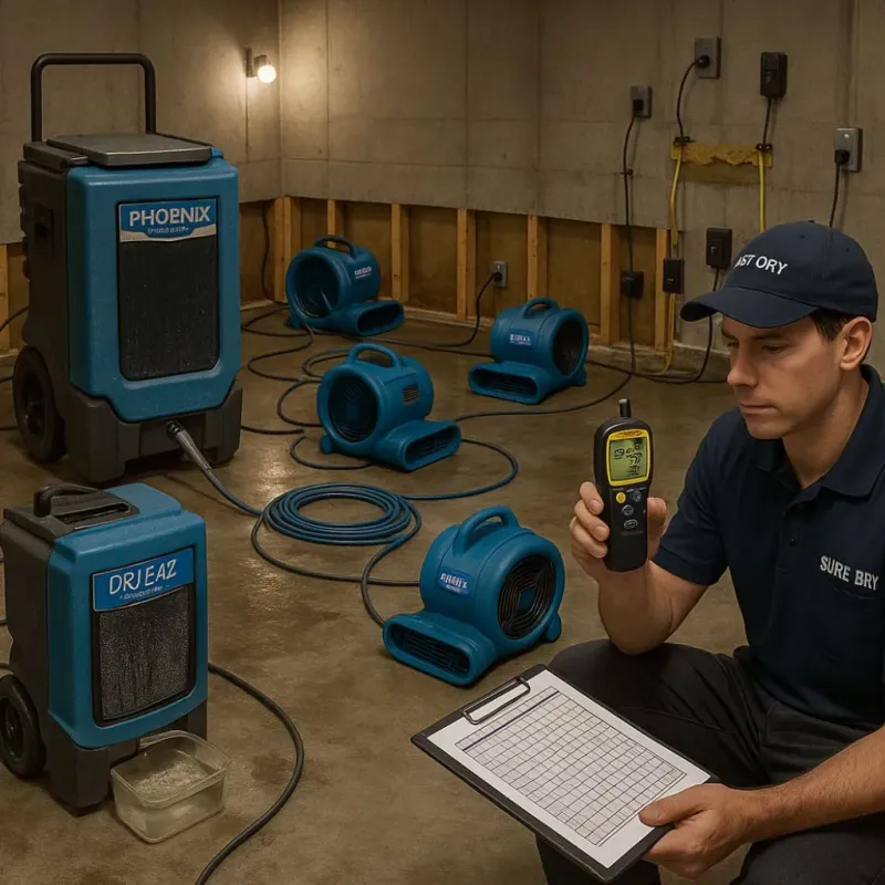 Structural Drying and Dehumidification process in Harbor Isle, NY